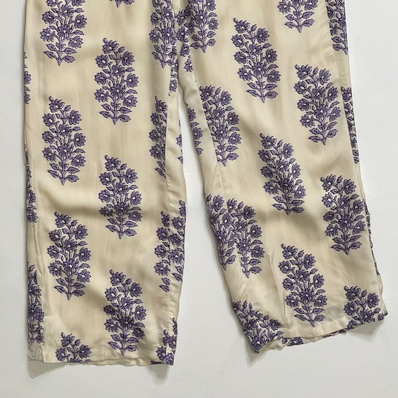 J. CREW New Soleil Pants Blooming Lilac Block Print Floral Elastic Waist Small - Picture 5 of 16